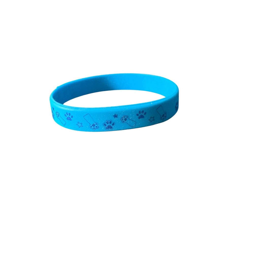 Blue Silicone Wristband Bracelet Paw Prints Stars Pet Dog Cat Theme